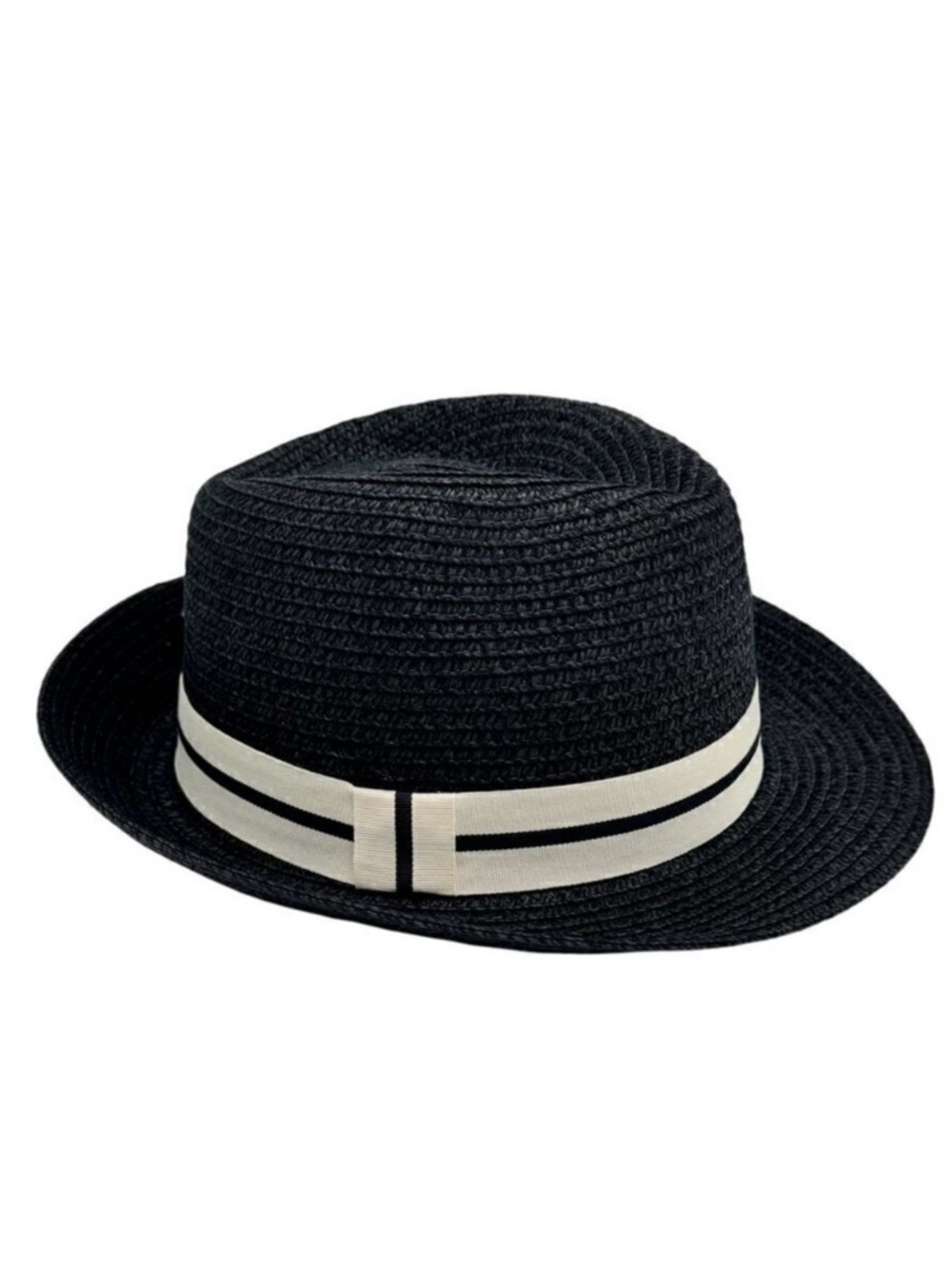 NWT Magid Hats Fedora Hat Black Straw White Ribbon Panama